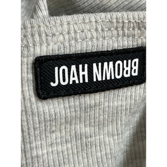 Joah Brown Women's Gray Ribbed Knit High Neck Racerback Athletic Crop Top M/L - Picture 6 of 6